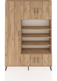 Resim Arges Dolap 10 Raflı 5 Kapaklı 132x30x195 Çam-çam/çam Çam 