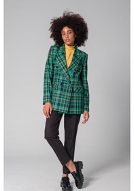 Resim Çok Renkli Ekose Kruvaze Blazer Ceket 001 