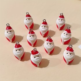 Resim 6 Adet 3D Noel Baba Reçine Süsleri Sevimli Küpe Kolye Takı Aksesuarları DIY Yılbaşı Yapımı 