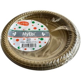 Resim Kullan At Altın Renkli Parti Davet Plastik Tabak - 22 Cm. - 25 Adetlik Paket 