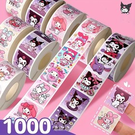 Resim 500 adet Sanrio Karakter Sticker Rulo - Sevimli Yuvarlak Kağıt Stickerlar, for hello kitty, for My Melody, for Kuromi ve Daha Fazlası İçin - DIY El Sanatları, Ödüller ve Dekorasyonlar İçin Mükemmel, Sanrio Stickerlar 