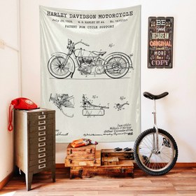 Resim Harley Davidson Model 28B Ivory - Motosiklet Duvar Örtüsü - 100 cm x 135 cm 