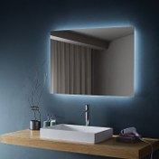 Resim Global Led Mirror 50 x 70 cm Ledli Ayna Dresuar Hol Koridor Duvar Salon Banyo Wc Ofis Çocuk Yatak Odası Boy 