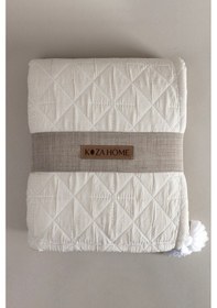 Resim Koza Home Stella Krem Çift Kişilik Baklava Desenli Yatak Örtüsü 230x250 2 Y Krem 