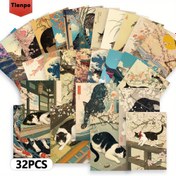 Resim 32 adet TLENPO Japon Kedi Kartpostalları - Ukiyo-e Tarzı Kiraz Çiçeği & Kedi Sanatı, Kalın Karton, Canlı HD Baskı, Koleksiyonluk Ev Dekoru, Scrapbooking, Tebrik Kartları, Kedi Severler İçin Hediye, Kedi Sever Hediyeleri, Scrapbooking Malzemeleri, Geleneksel Japon Sanatı, Detaylı İllüstrasyonlar, Dekoratif Kartlar, El Sanatları Tutkunları, Duvar Süslemesi, İnce İşçilik, Kırtasiye Koleksiyonerleri 