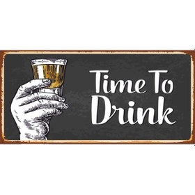 Resim Time to drink içki zamanı (10 CM X 20 CM) mini retro ahşap poster 