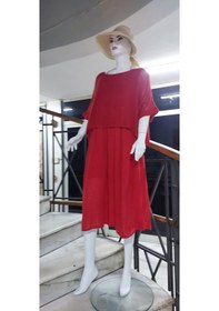 Resim Eren Style İtalyan Müslin Keteni Üstü File Bluzlu Astarlı Tek Parça Elbise Kırmızı 