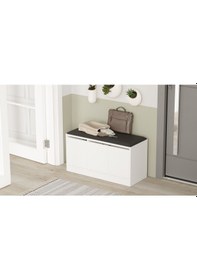 Resim Comfort Puflu Minderli Oturaklı Ayakkabılık 3 Kapaklı Dolap Beyaz 