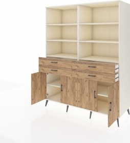 Resim Kronos Gardrop 8 Raflı 4 Çekmeceli 4 Kapaklı 176x59x221 Aytaşı-çam Çam 