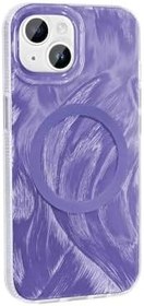 Resim iPhone 14 İle Uyumlu Kılıf Kablosuz Şarj Özellikli Fırça Boya Desenli Palet Kapak 32137 Mor 