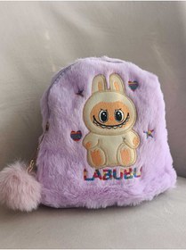 Resim elaa aksesuar Labubu Desenli Peluş Sırt Askılı Çocuk Çantası 