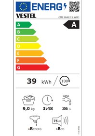 Resim Vestel CMI 98422 S WIFI 9 KG 1200 Devir Çamaşır Makinesi 