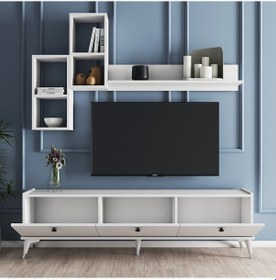 Resim MOXEN MT1 MİRA DUVAR RAFLI TV SEHPASI - KİTAPLIKLI TV ÜNİTESİ MOD 