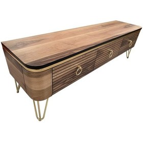 Resim Evimeaksesuar Harlem Bombeli Ceviz Kaplamalı 150 Cm'Lik Tv Sehpası&Ünitesi 