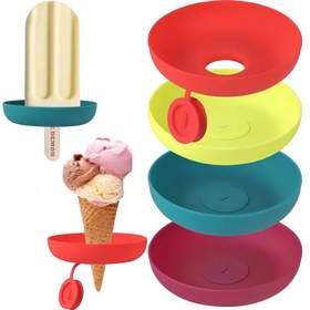 Resim 1 adet Silikon Dondurma Tutucu Standı - Sızdırmaz Popsicle ve Koni Desteği ile Damlama Koruyucu, Gençler için Taşınabilir, Bulaşık Makinesinde Yıkanabilir, Yaz Atıştırmalık Tutucu, Dondurma Koni Desteği | Canlı Renkler | Silikon Yapı, Dondurma Tepsileri 