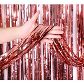 Resim Rose Gold Püsküllü Kapı Perdesi - Parti, Bekarlığa Veda, Doğum Günü 1x2 M 