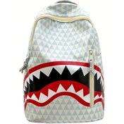 Resim Honeybeeshop Mavi Köpekbalığı Baskılı Sırt Çantası Hafif Ayarlanabilir Askılar Büyük Kapasite Beyaz Gri Mavi 