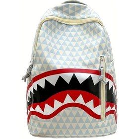 Resim Honeybeeshop Mavi Köpekbalığı Baskılı Sırt Çantası Hafif Ayarlanabilir Askılar Büyük Kapasite Beyaz Gri Mavi 