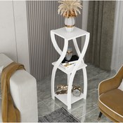 Resim Kzy Mobilya Dekoratif Yan Sehpa , Çiçeklik , Saksılık - Beyaz 