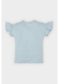 Resim DeFacto Kız Bebek Bisiklet Yaka Çiçekli Kısa Kollu Tişört Z9212A225SMBE343 Mavi 