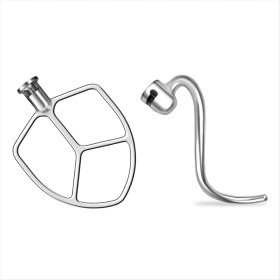 Resim Empoorlium 5qt-6qt Kase Eğimli Kafa Standı Mikserler Için Ataşman Paslanmaz Çelik Düz Çırpıcı + Spiral Hamur Kancası (Yurt Dışından) 