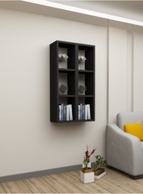 Resim Dekormer Design Kitaplık Siyah Duvar Rafı Ikili Takım 