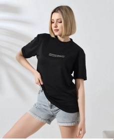Resim Soonaksesuar Unisex Bisiklet Yaka Baskılı Slim Fit T-shirt - Siyah SIYAH 