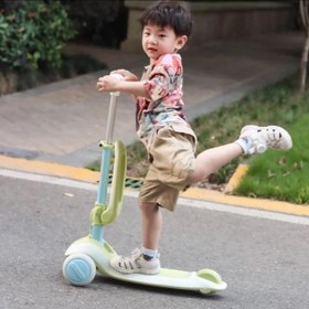 Resim Mideer Katlanabilir 2'si 1 Arada Işıklı Scooter Yeşil 