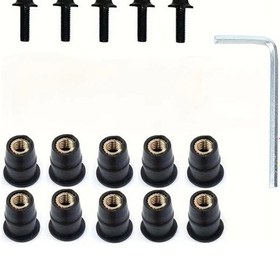 Resim Tongdashop 10 Adet M5x16mm Siyah Lastik Perçin Somunu Motosiklet Rüzgarlığı Uyumlu 