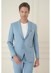 Resim Efor Slim Fit Mono Yaka Çift Yırtmaç Torba Cep Casual Havacı Mavi Ceket C 697 Mavi 