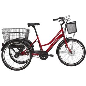 Resim Bisan E-Porter Elektrikli 24" 44 cm Cargo Bisiklet Bayrak Kırmızısı-Beyaz 