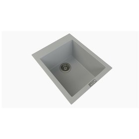 Resim Polex Cristalüx Granit Evye P-05 Gri Tezgah Altı Ve Tezgah Üstü Kare Mutfak Evyesi 41x51 CM 