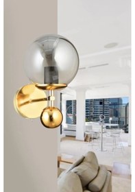 Resim İstanbul Avize Larin Tekli Gold Füme Glop Camlı Aplik 