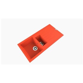 Resim Polex Cristalüx Granit Evye P-01 Turuncu 1.5 Gözlü Tezgah Altı Ve Tezgah Üstü Mutfak Evyesi 99x49.5 CM 