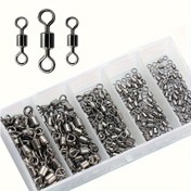 Resim 250 Adet Paslanmaz Çelik Balıkçılık Döner Seti Saklama Kutusu ile - Pürüzsüz Hat & Kanca Bağlantıları için Çeşitli Boyutlar 2#, 4#, 6#, 8#, 10# 
