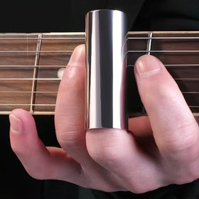 Resim Elektrik ve Akustik Gitarlar için 1 Parça Paslanmaz Çelik Gitar Kaydı, Cam Gitar Parmak Telleri, Şeffaf Slider Seti 