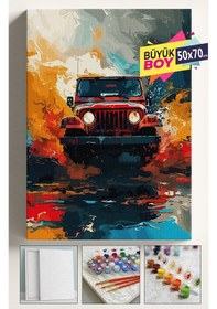 Resim Sayılarla Boyama Seti Numaralı Tuval Fırça Boya Dahil Kasnaklı Set 50x70 Cm - Sisli Cip 