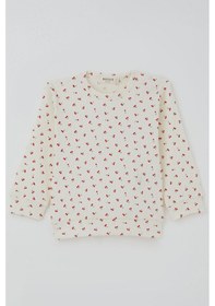 Resim Breeze Kız Bebek Pijama Takımı Omuzdan Patlı Kiraz Desenli 4 Ay-1 Yaş, Krem Krem 