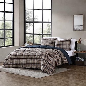 Resim Eddie Bauer - Kraliçe Yorgan Seti, Ters Çevrilebilir Mikro Süet Yatak Takımları, Eşleşen Yastık Kılıfları, Günlük Ev Dekoru (Rugged Plaid Brown, Queen) 