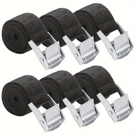Resim 6 Adet Ağır Hizmet Tipi Ayarlanabilir Ratchet Bağlama Kayışları Hızlı Serbest Bırakma Tokaları ile - Siyah, 1m x 25mm, Bisikletler, Motosikletler, Kamyonlar, Römorklar, Bagaj ve Yükleri Güvence Altına Almak İçin İdeal 
