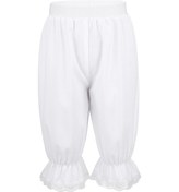 Resim Kızlar Gevşek Pantolon Ruffled Dantel Bloomers Şort Çocuklar Retro Victoria Rönesans Pantolon Beyaz 
