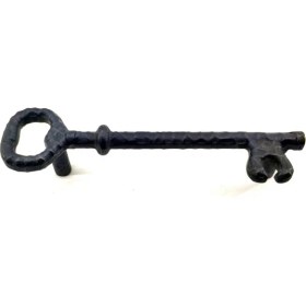 Resim Antika Tarz Dekoratif Pirinç Anahtar Şeklinde Kapı Çekme Kolu, Mobilya, Sandık, Kutu Kulbu - 128MM, Oksit ( Lisinya ) 