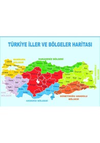 Resim Prime Concept Türkiye Iller ve Bölgeler Haritası 50X70 Branda Baskı 
