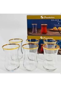 Resim Paşabahçe 42021 Yaldızlı Çay Bardağı 120cc 6 Lı Çok Renkli 