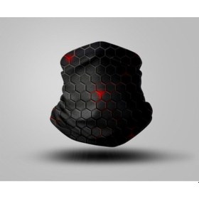 Resim Kırmızı Desenli Bandana Siyah 