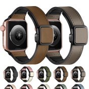Resim iOS Uyumlu Watch Serisi 9 41mm Katlama Manyetik Kare Toka Pu Silikon İzle Kayış 
