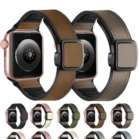 Resim iOS Uyumlu Watch Serisi 9 41mm Katlama Manyetik Kare Toka Pu Silikon İzle Kayış 
