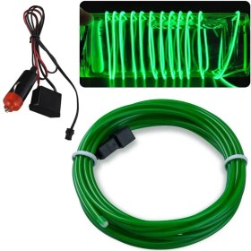 Resim Techmaster Araç Içi Torpido Şerit Ledi Renkli Ip Neon LED 5 Metre Yeşil 