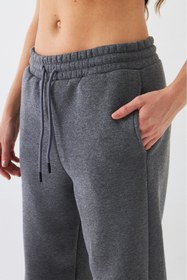 Resim Oversize Unisex Eşofman Altı Füme Melanj - 3 İplik Şardonlu, Paça-Bel Lastikli, Cepli, Rahat Kesim - XS / FÜME MELANJ 