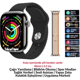 Resim Teknotopia HK10 Pro Max Akıllı Saat Gen5 2.02inç Amoled Ekran Bluetooth ChatGPT Android Ios Uyumlu 
